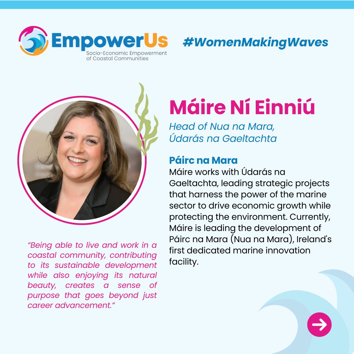EmpowerUs_EU's tweet image. 🌊Women Making Waves - Ireland🌊

The #WomenMakingWaves series celebrates women across Europe who have been empowered by the ocean or have empowered it in return. This week we’re sharing stories of female ocean trailblazers in Ireland.

Read here: empowerus-project.eu/news-and-event…