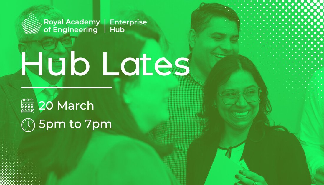 RAEng_Hub's tweet image. Hub Lates at the Enterprise Hub in London offer you a chance to meet and network with the rich network of stakeholders within our Hub. 

The next one will be on Thursday 20 March. Are you joining us?
#StartUp #HubMember