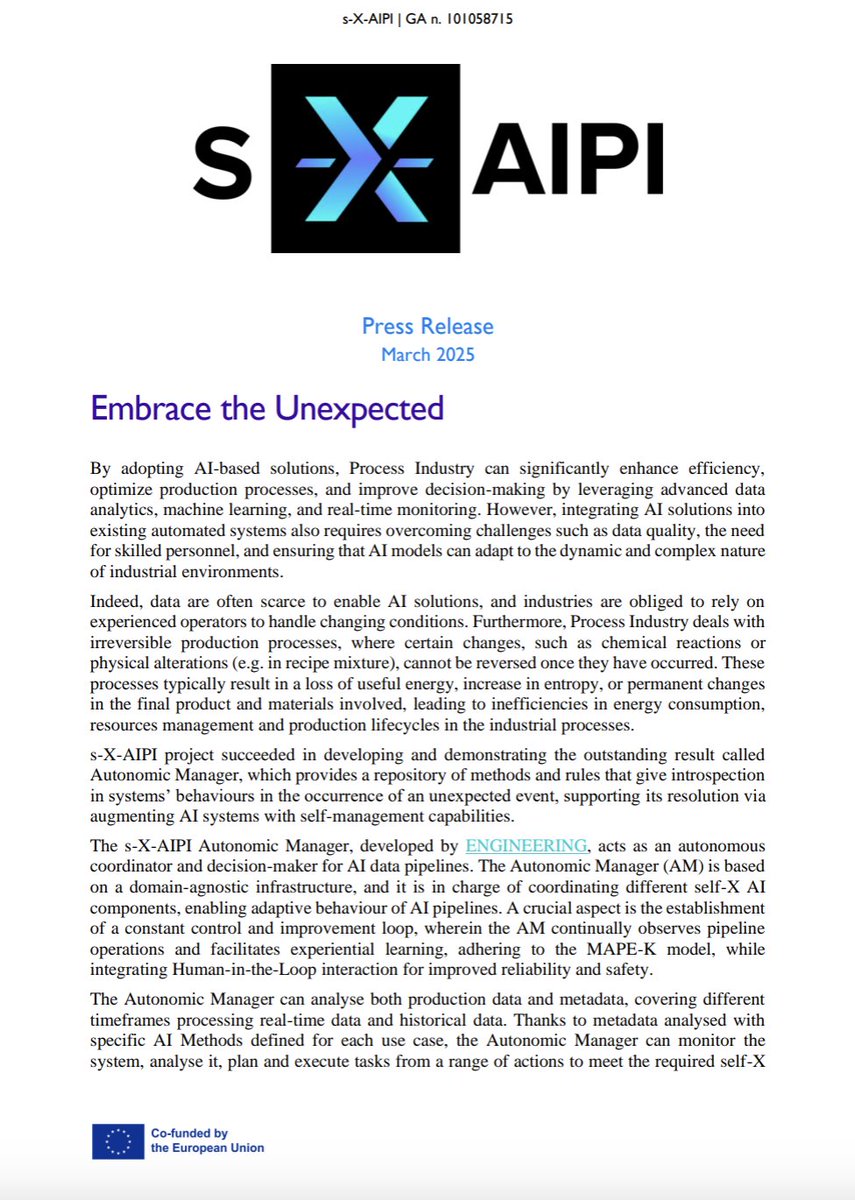 s-X-AIPI Project ๐ช๐บ (@s_x_aipiproject) on Twitter photo ๐ต Embrace the unexpected!
Our s-X-AIPI expert at <a href="/EngineeringSpa/">ENGINEERING GROUP</a>, Marta Calderaro, shared fascinating insight into the Autonomic Manager they have developed for s-X-AIPI, a solution that serves as an autonomous coordinator and decision-maker for #AI data pipelines.
๐ก"Not only ๐ต Embrace the unexpected!
Our s-X-AIPI expert at <a href="/EngineeringSpa/">ENGINEERING GROUP</a>, Marta Calderaro, shared fascinating insight into the Autonomic Manager they have developed for s-X-AIPI, a solution that serves as an autonomous coordinator and decision-maker for #AI data pipelines.
๐ก"Not only