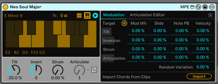 t_okmt_12sound's tweet image. Expressive Chords、これもっと早く出すべきだったヤツ！！Scalerライクなコード演奏デバイスなんですけど、パッドプレイを視野に入れてる辺りがAbletonな。

コード並べたMIDIクリップをインポートするだけというお手軽さなので世にあるMIDIデータがそのまま活用できるの良きです。 #ableton #live12