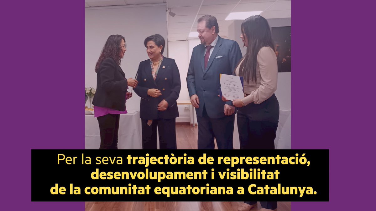 📢<a href="/AngelesLlive/">Ángeles Llive Cruz</a> exdiputada i exregidora republicana de Caldes de Montbui, ha rebut el reconeixement de l’ambaixada de l'Equador 🇪🇨per la seva tasca a Catalunya a favor de la comunitat del seu país d’origen. 
Enhorabona per aquesta gran tasca!

#DonesRepublicanes
#CaldesDeMontbui