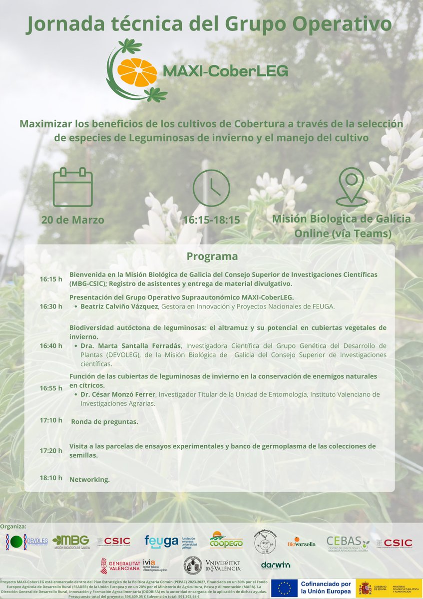 Jornada técnica del grupo operativo MAXO-CoberLEG en <a href="/mbg_csic/">Misión Biológica de Galicia - CSIC</a> 
#leguminosas