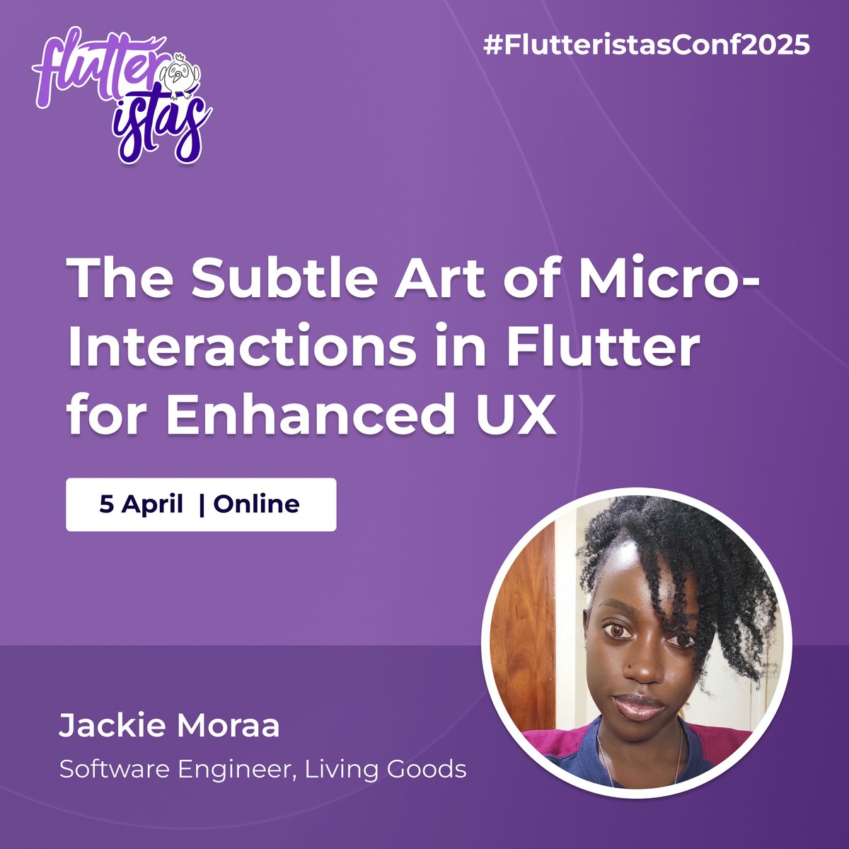 Flutteristas Conference (@flutteristascon) on Twitter photo ๐งฌ At #FlutteristasConf2025, <a href="/Kymoraa/">Jackie's Script</a> will talk about "The Subtle Art of Micro-interactions in Flutter for Enhanced UX". Jackie will explore the power of micro-interactions in creating engaging user experiences. ๐ชธ
RSVP: ๐ flutteristas.org
#FlutterDev ๐งฌ At #FlutteristasConf2025, <a href="/Kymoraa/">Jackie's Script</a> will talk about "The Subtle Art of Micro-interactions in Flutter for Enhanced UX". Jackie will explore the power of micro-interactions in creating engaging user experiences. ๐ชธ
RSVP: ๐ flutteristas.org
#FlutterDev