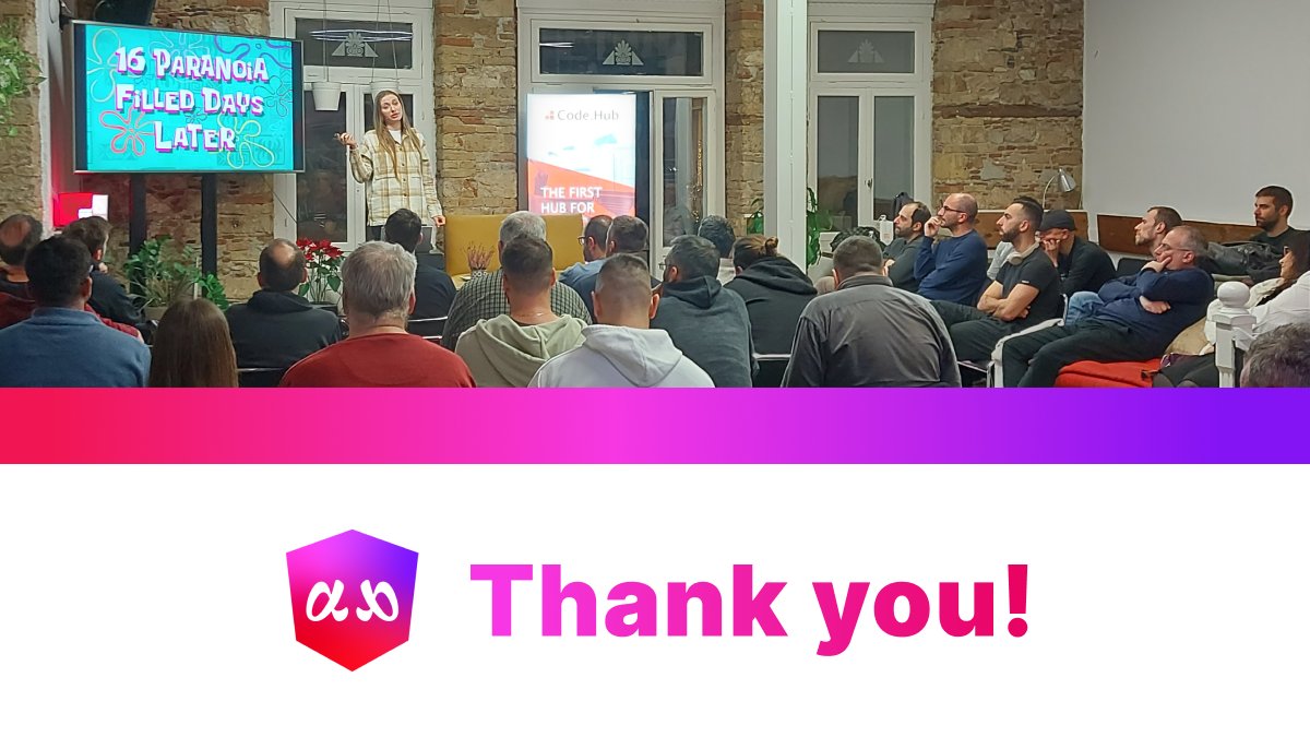AngularAthens (@athensangular) on Twitter photo What a great 25th Angular Athens Meetup! We loved seeing everyone there.
Big thanks to Julia Rapczynska and <a href="/prodromouf/">Fanis Prodromou</a> for their awesome presentations.
Our gratitude to <a href="/CodeHub_GR/">Code.Hub</a> for their support and <a href="/PacktPublishing/">Packt Publishing</a> for the prizes.
#angularathens #meetup #angular #community What a great 25th Angular Athens Meetup! We loved seeing everyone there.
Big thanks to Julia Rapczynska and <a href="/prodromouf/">Fanis Prodromou</a> for their awesome presentations.
Our gratitude to <a href="/CodeHub_GR/">Code.Hub</a> for their support and <a href="/PacktPublishing/">Packt Publishing</a> for the prizes.
#angularathens #meetup #angular #community