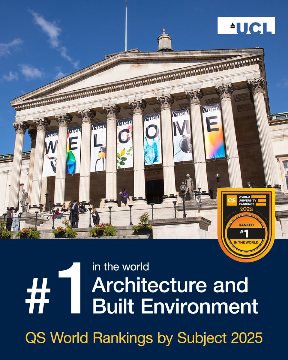 UCL CASA (@casaucl) on Twitter photo For the third year in a row, <a href="/TheBartlettUCL/">The Bartlett</a> has been ranked the #1 place in the world to study architecture and the built environment in The QS World Rankings by Subject 2025. We also remain #1 in the UK for the 11th consecutive year.
ucl.ac.uk/bartlett/news/… For the third year in a row, <a href="/TheBartlettUCL/">The Bartlett</a> has been ranked the #1 place in the world to study architecture and the built environment in The QS World Rankings by Subject 2025. We also remain #1 in the UK for the 11th consecutive year.
ucl.ac.uk/bartlett/news/…