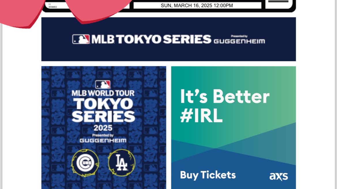 rocketnow___'s tweet photo. 阪神VS Dodgers ドジャース　1席でライトポール近くの内野んとこやねんけど、行きたい人おらん？当日行けん。悔しい。ちょっと色つけれる人で売りたい。高額売りは転売で捕まるらしいからなぁ。 https://t.co/rEgalbxzIs