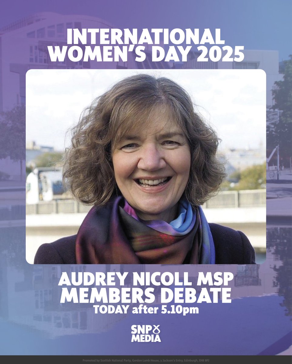 The SNP Media (@thesnpmedia) on Twitter photo 🗣️ This afternoon <a href="/Audrey4ASNK/">Audrey Nicoll MSP</a> will lead a members’ debate celebrating International Women’s Day.
📺 Tune in on Scottish Parliament TV after 5.10pm: scottishparliament.tv 🗣️ This afternoon <a href="/Audrey4ASNK/">Audrey Nicoll MSP</a> will lead a members’ debate celebrating International Women’s Day.
📺 Tune in on Scottish Parliament TV after 5.10pm: scottishparliament.tv