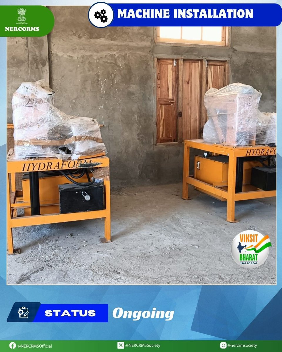 NERCRMSociety's tweet photo. The installation of machines for producing Stabilized Interlocking Blocks has been successfully completed in Champai, Mizoram, marking a key achievement in advancing sustainable infrastructure in NER
#SustainableInfrastructure #InterlockingBlock
#NER #NERCORMS #Mizoram https://t.co/E1EgOSqp78