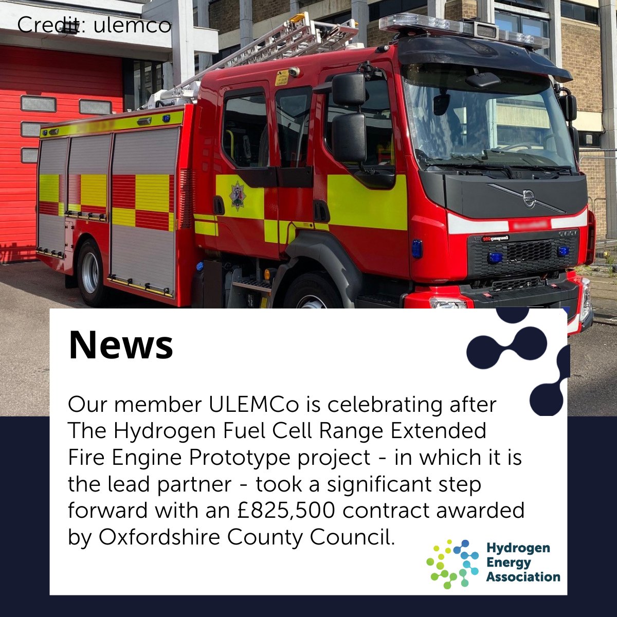 Exciting news! ULEMCo Ltd is leading the Hydrogen Fuel Cell Range Extended Fire Engine Prototype project, now boosted by an £825,500 contract from Oxfordshire County Council. This will fund vital hydrogen refuelling infrastructure by Fuel Cell Systems.

 ulemco.com/hyer-power-pro…