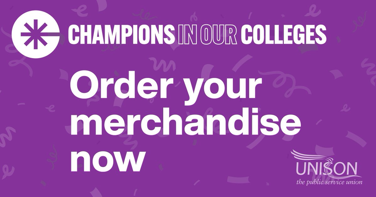 UNISON - UK's largest union (@unisontheunion) on Twitter photo ✍️ To celebrate Champions in Our Colleges, we have three branded merchandise items that are available now. Further information about how to order here: buff.ly/9kKWRk0 <a href="/UNISON_FE/">UNISON in Further Education</a> ✍️ To celebrate Champions in Our Colleges, we have three branded merchandise items that are available now. Further information about how to order here: buff.ly/9kKWRk0 <a href="/UNISON_FE/">UNISON in Further Education</a>