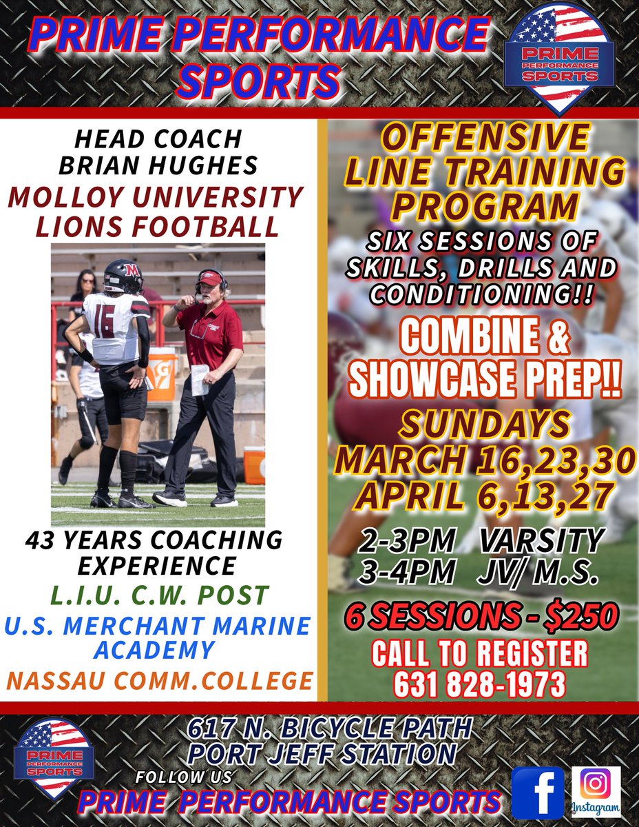 Four days until we kickoff the preparation for the Trench Wars coming in 25! Limited space available come train at the best indoor facility in Suffolk County @ Prime Performance!!
