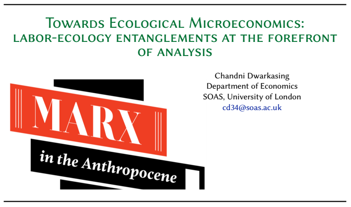 SOAS Economics (@soaseconomics) on Twitter photo 🚀 Our <a href="/SOAS/">SOAS University of London</a> #Economics Lecturer Chandni Dwarkasing is speaking at the "Marx in the Anthropocene" Conference at Iuav University of Venice!
Her talk, "Towards Ecological Microeconomics" explores the formal integration of eco-Marxist thought in Ecological Economics. 🚀 Our <a href="/SOAS/">SOAS University of London</a> #Economics Lecturer Chandni Dwarkasing is speaking at the "Marx in the Anthropocene" Conference at Iuav University of Venice!
Her talk, "Towards Ecological Microeconomics" explores the formal integration of eco-Marxist thought in Ecological Economics.