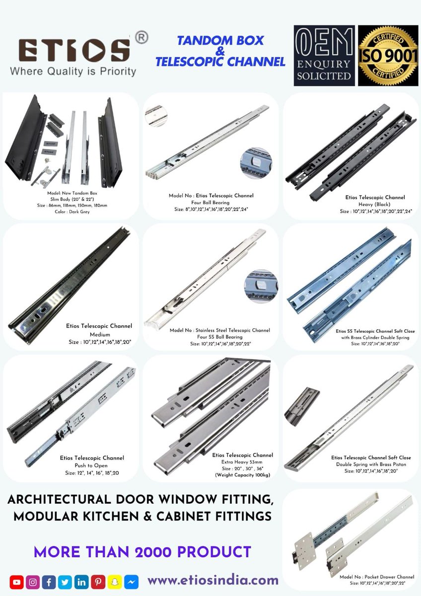 PrakashEnterp10's tweet image. Tandom &amp;amp;Telescopic Channel
Prakash Enterprises #pantryunit#wardrobeaccessories #follow #kitchenaccessories #hardwarestore #hardware #door #windows #fitting *Prakash enterprises Delhi * https://etiosindia.com+91 9891316193
Boost post