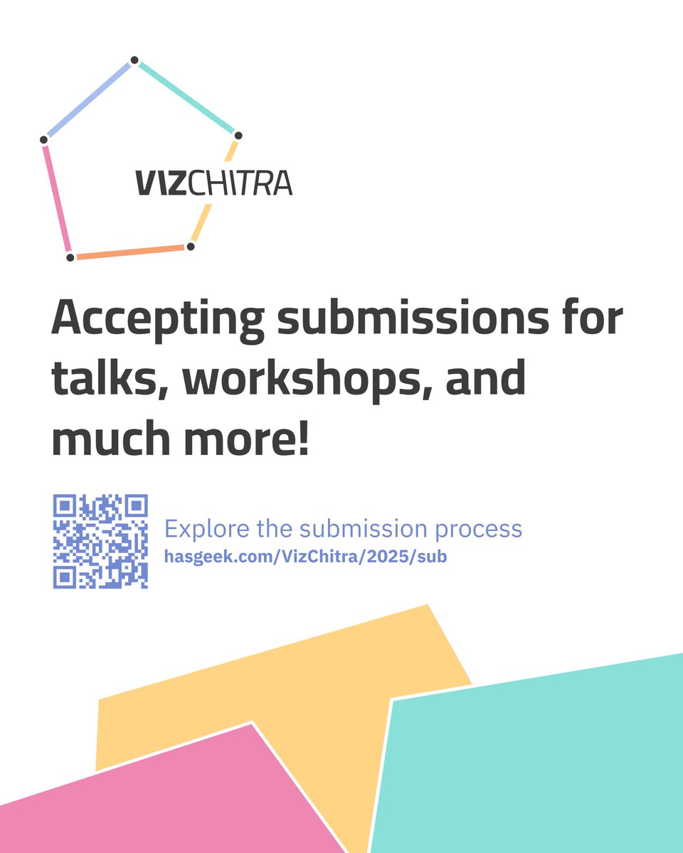 🚀 Call for Proposals: VizChitra 2025! 

Got a fresh take on data viz, storytelling, or design? Submit your talk, workshop, or demo idea &amp; inspire the community! 🎤✨

⚡ Formats: Talks, workshops, unconference &amp; more!
📅 Deadline: April 15
🔗 hasgeek.com/VizChitra/2025…
