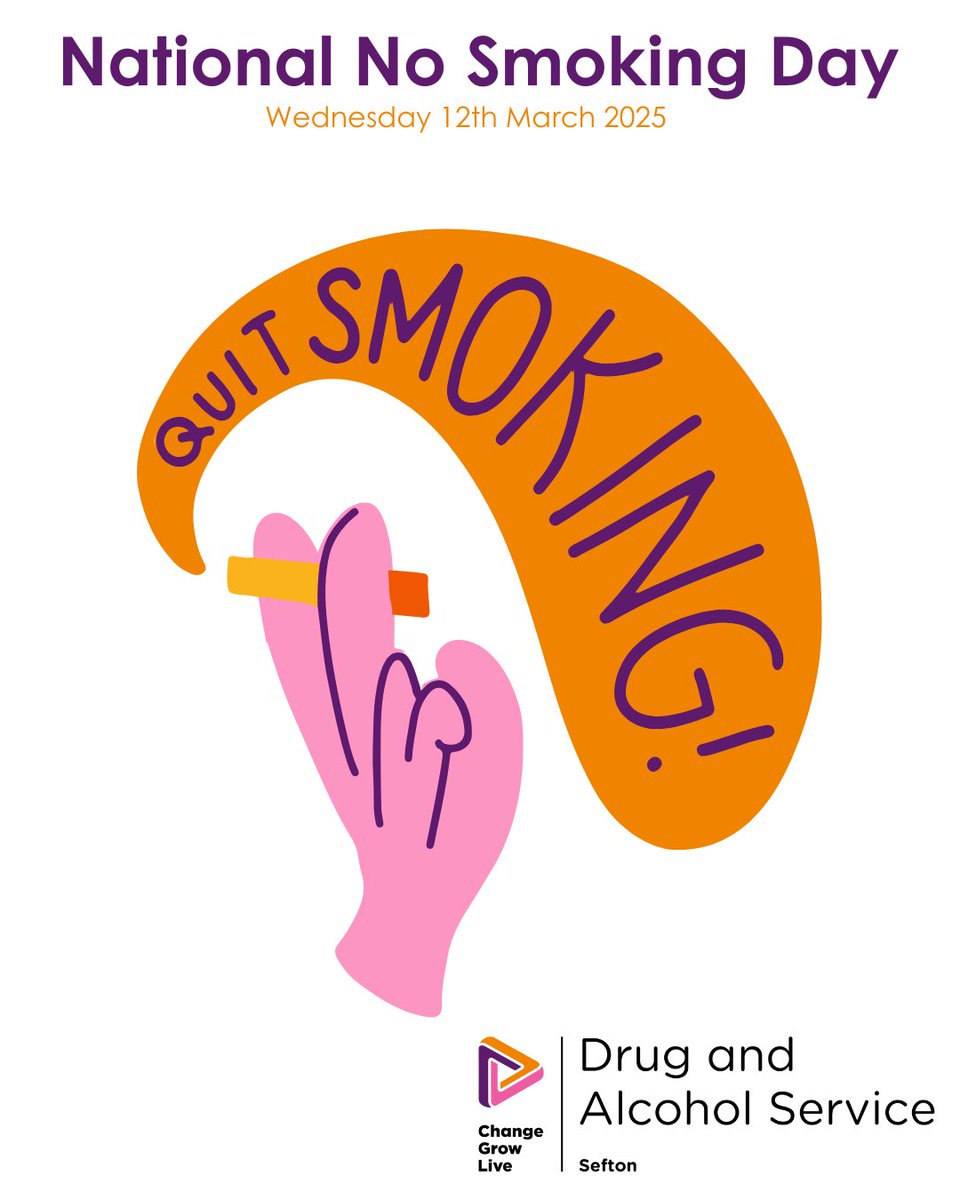 Today, 12th March, is National No Smoking Day🚬🚫

Thinking of quitting or cutting down but not sure what is the right way to go about it? Follow this link for more help and advice: changegrowlive.org/advice-info/fi…

#NationalNoSmokingDay #QuitSmoking #ChangeGrowLive #Recovery