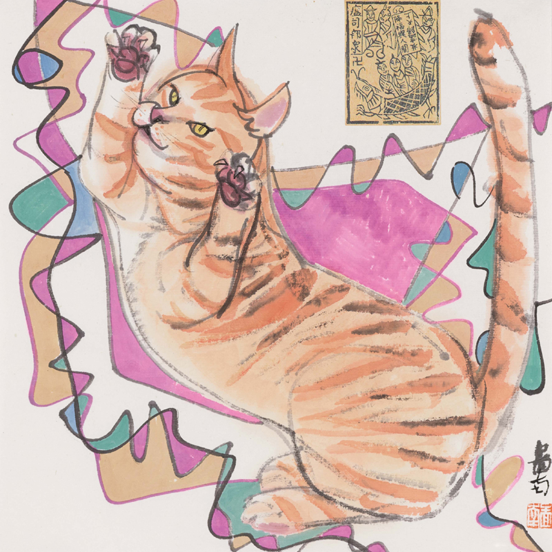 happy_sigurai's tweet image. This artwork features a playful orange cat with vibrant patterns and joyful expressions, perfect for cat lovers. For inquiries, please contact us for prompt service. 

#CatArt #PlayfulCat #WhimsicalPatterns #JoyfulArt #WhimsicalArt
