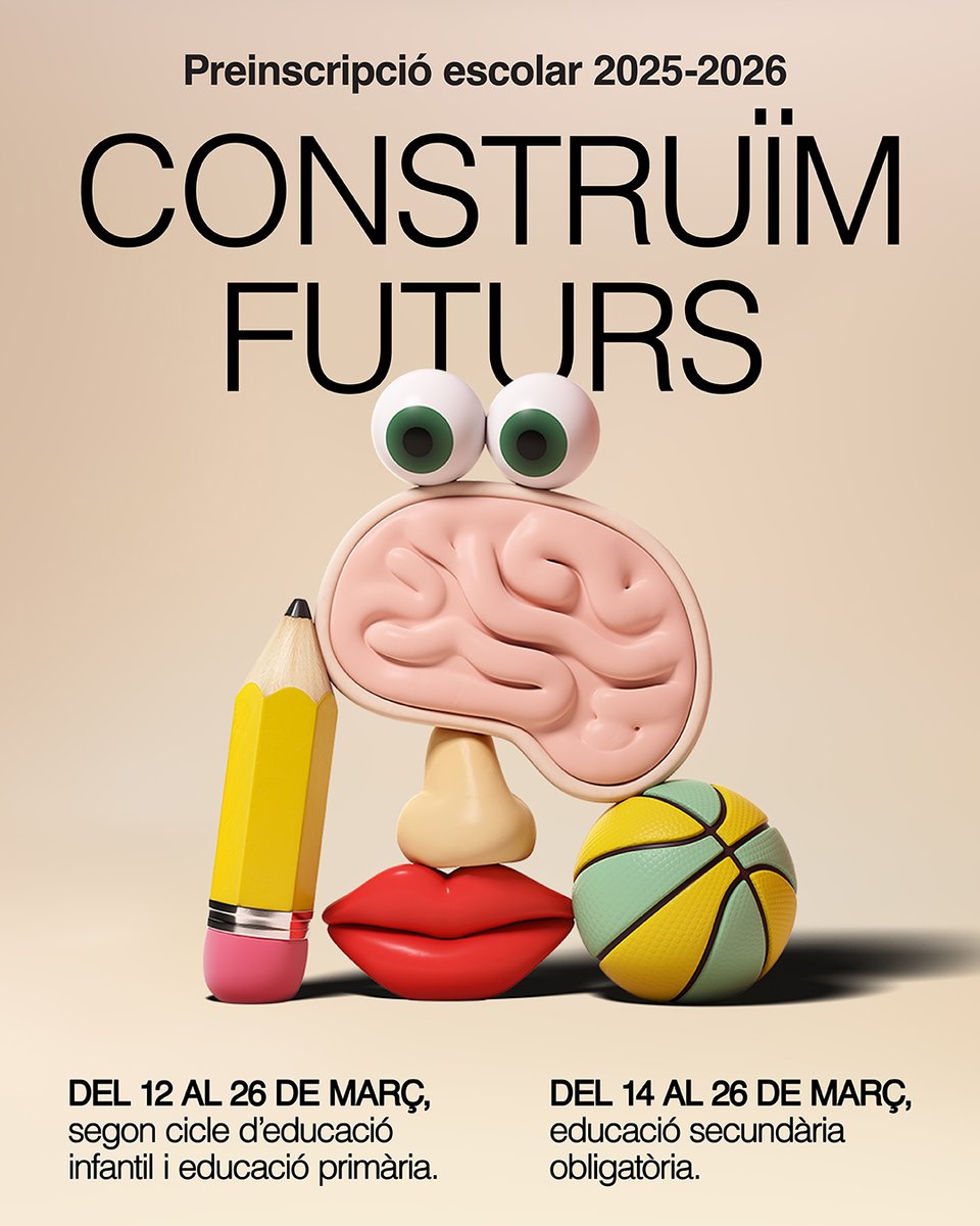 📢🎒 Ha començat el període de presentació de les sol·licituds de preinscripció per al curs escolar 2025-2026:

🔵 Educació infantil i primària: del 12 al 26 de març
🔵 ESO: del 14 al 26 de març

Trobareu tota la informació a
▪️ edubcn.cat
▪️ preinscripcio.gencat.cat