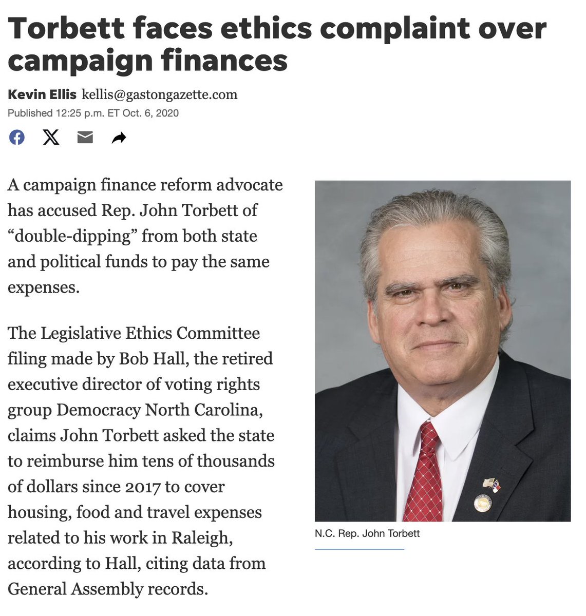 Carolina Forward (@forwardcarolina) on Twitter photo .<a href="/JohnTorbett/">John A. Torbett</a> a Republican NC House Representative from Gaston County, has been tapped to lead Republicans' new "government efficiency" committee in the state legislature.
One problem? John Torbett is using your tax dollars, right now, to line his own pockets in a scheme that .<a href="/JohnTorbett/">John A. Torbett</a> a Republican NC House Representative from Gaston County, has been tapped to lead Republicans' new "government efficiency" committee in the state legislature.
One problem? John Torbett is using your tax dollars, right now, to line his own pockets in a scheme that