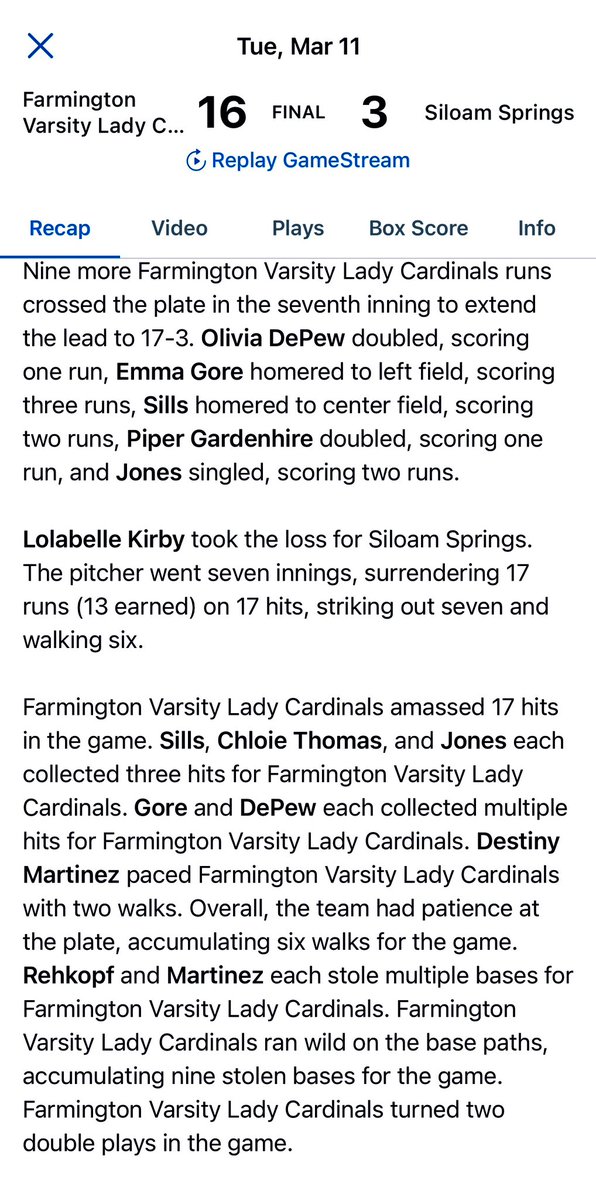 Farmington Softball (@ladycardinalsb) on Twitter photo 