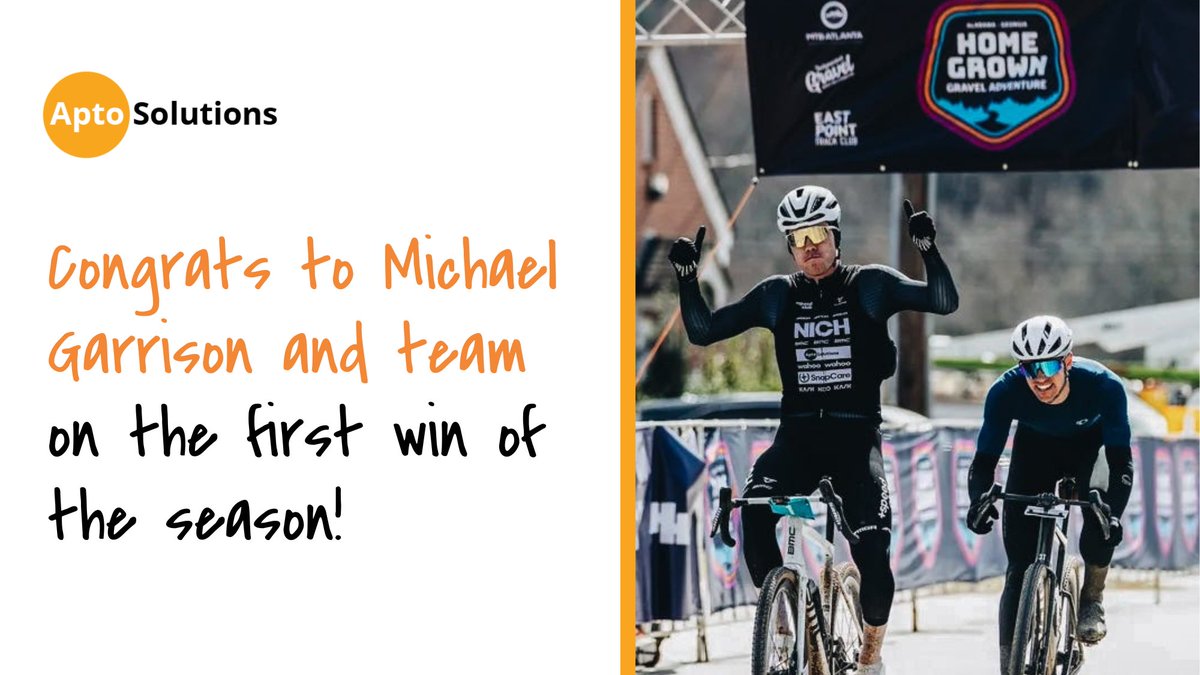 Apto Solutions (@aptosolutionsus) on Twitter photo We are a proud sponsor of <a href="/MichaelGarris0n/">Michael Garrison</a> and the Speed Studio team, who clinched a thrilling victory at HomeGrown Gravel in the Elite Men's race with a sprint to the finish.
Congrats - what a way to kick off the season! We are a proud sponsor of <a href="/MichaelGarris0n/">Michael Garrison</a> and the Speed Studio team, who clinched a thrilling victory at HomeGrown Gravel in the Elite Men's race with a sprint to the finish.
Congrats - what a way to kick off the season!