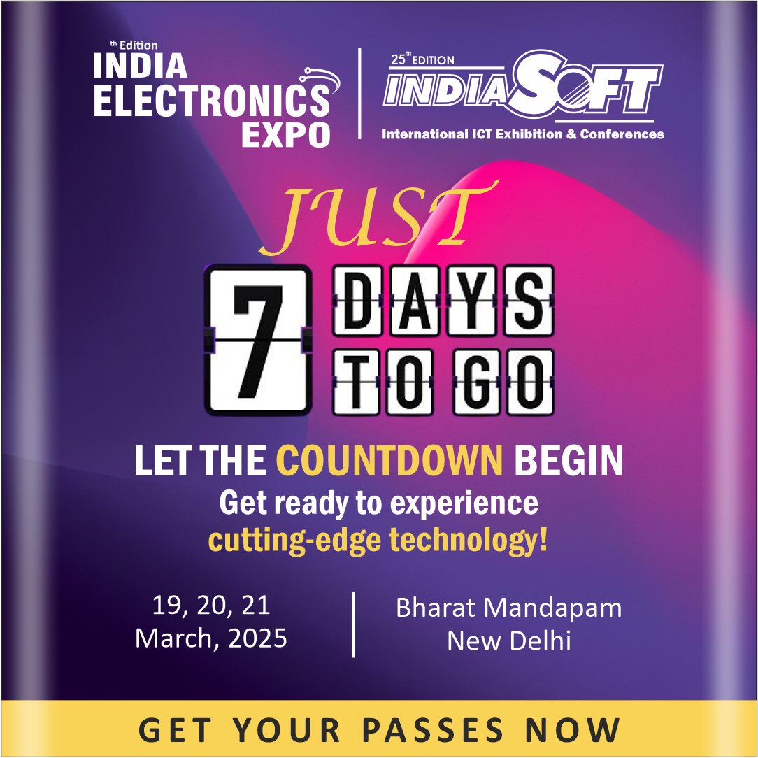 ESC INDIA (@escnewdelhi) on Twitter photo ๐ง๐ต๐ฒ ๐๐ถ๐ป๐ฎ๐น ๐๐ผ๐๐ป๐๐ฑ๐ผ๐๐ป ๐๐ฒ๐ด๐ถ๐ป๐
The wait is almost over! The India Electronics Expo & the 25th Edition of #IndiaSoft2025 are just 7 days away, bringing together the best of technology, innovation, and global business opportunities under one roof! ๐ง๐ต๐ฒ ๐๐ถ๐ป๐ฎ๐น ๐๐ผ๐๐ป๐๐ฑ๐ผ๐๐ป ๐๐ฒ๐ด๐ถ๐ป๐
The wait is almost over! The India Electronics Expo & the 25th Edition of #IndiaSoft2025 are just 7 days away, bringing together the best of technology, innovation, and global business opportunities under one roof!