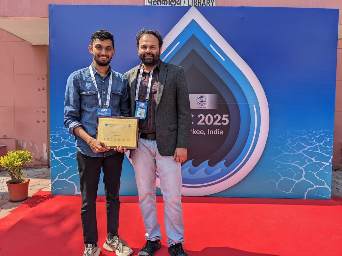 Big cheers to our PhD student, Sudarsan N for bagging the Best Presentation Award at #IGWC2025 in Roorkee!
His talk on  “Climatic impacts on groundwater recharge in the Ganga basin” hit the mark! This research is sponsored by Cognizant.
