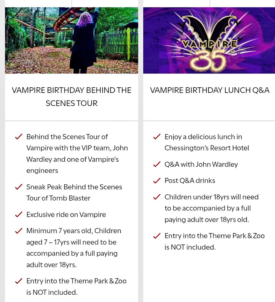 We've had to sit on this for quite some time but it's now live.... 🦇 

Chessington legend John Wardley is back at Britain's Wildest Adventure as part of the Vampire 35 celebrations culminating in a BTS Vampire &amp; Tomb Blaster 🔫

chessington.com/explore/events…