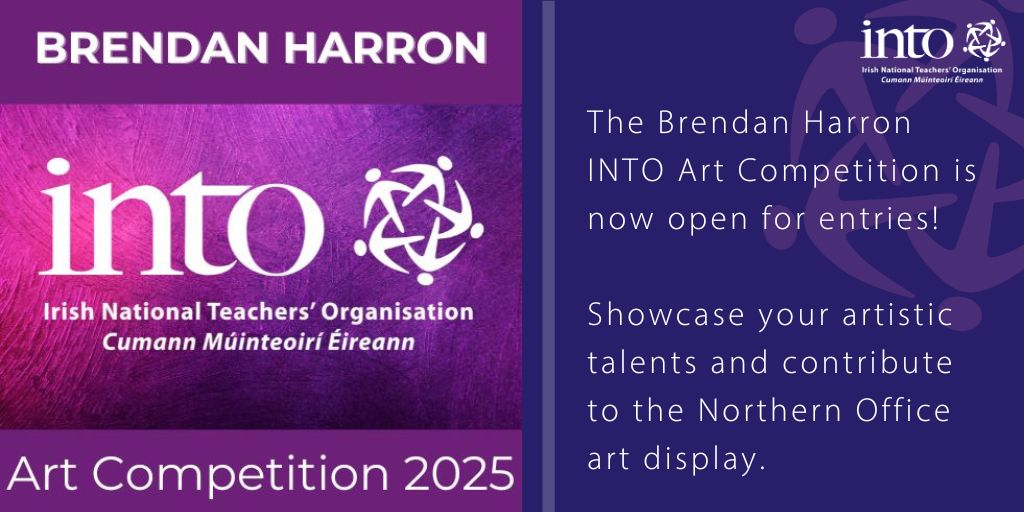 The Brendan Harron INTO Art Competition is now open for entries! Showcase your artistic talents and contribute to the Northern Office art display. Please click on link for full details into.ie/ni/join/benefi…