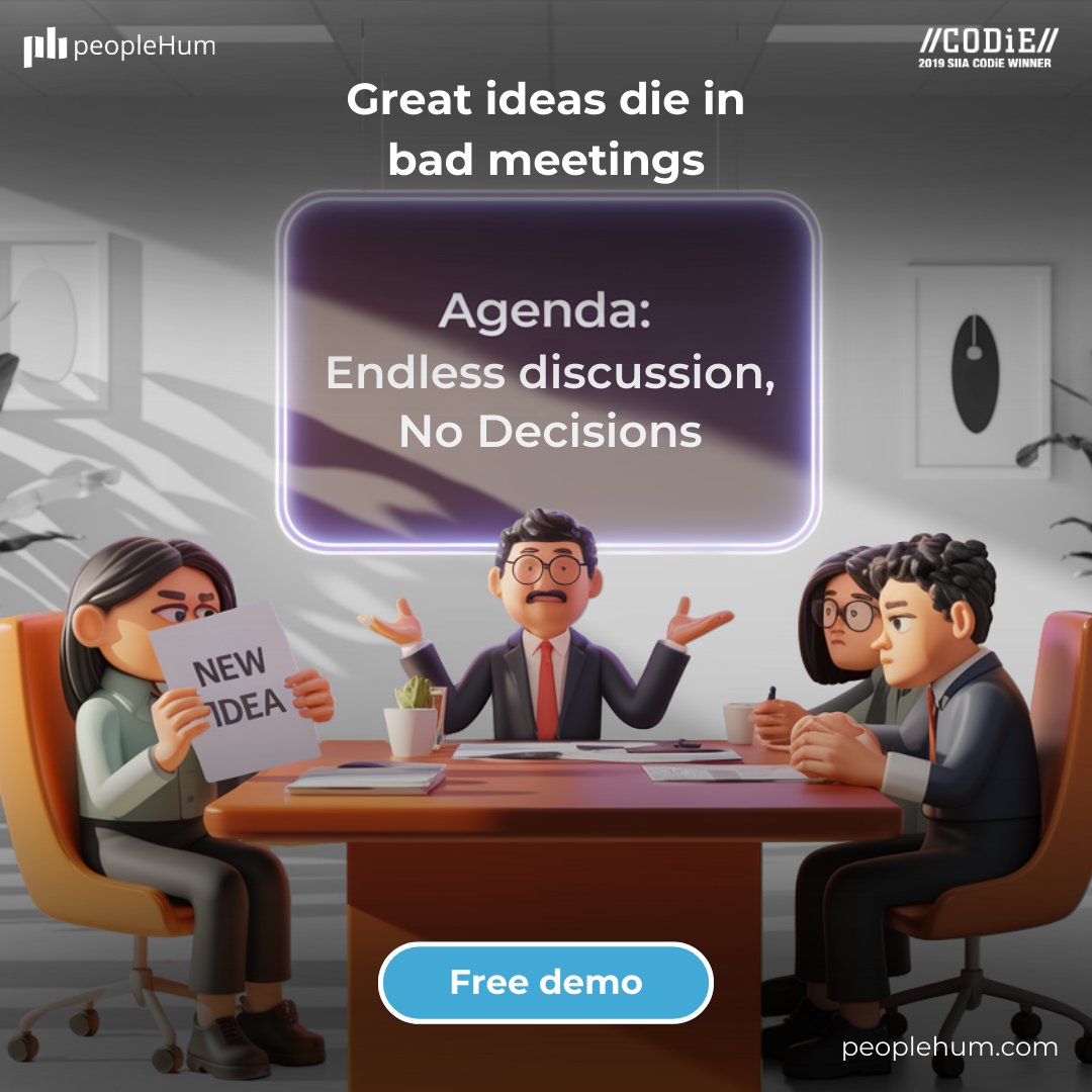 PeopleHum's tweet photo. Bad meetings don’t just waste time—they kill innovation.

Book a free demo - https://t.co/apkxFeem8G

Learn how to run productive meetings that spark ideas and drive real results.

#HrWorld #Shrm #HrMagazine #Hrdigest #Accra #Ghana https://t.co/Qs4u0tjZJe