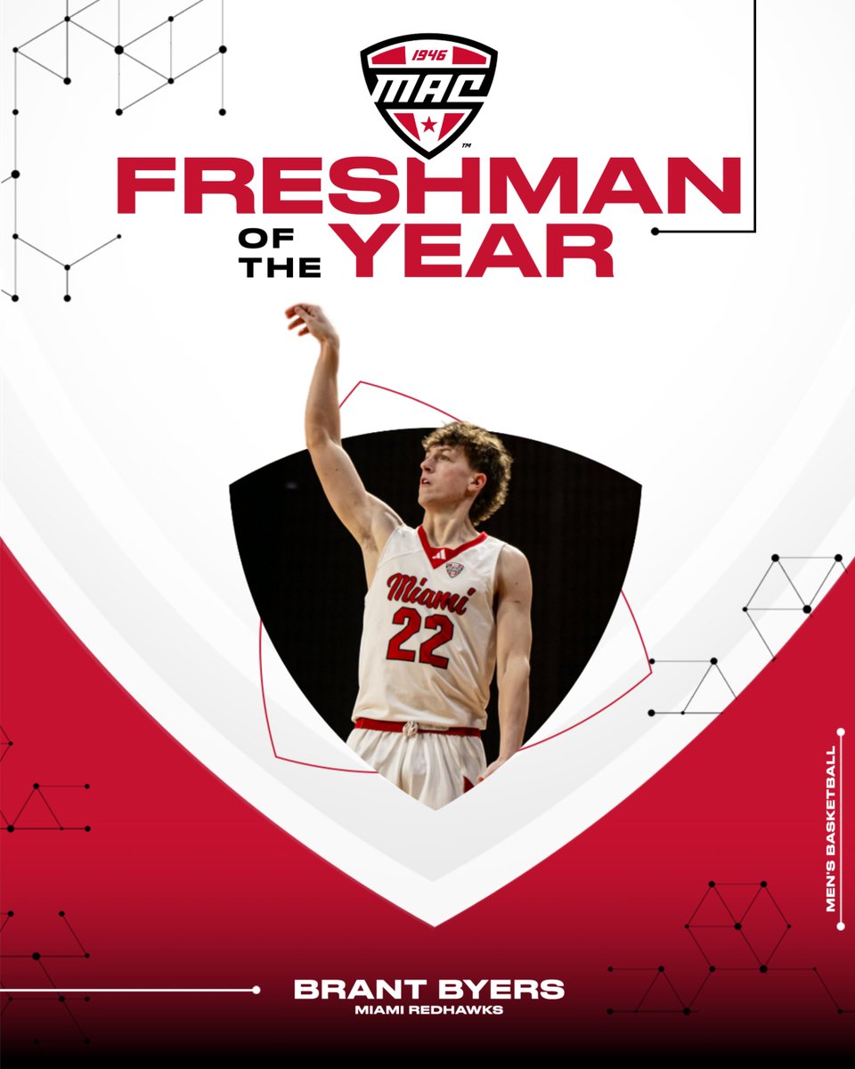 MACtion (@macsports) on Twitter photo 🏀 Freshman of the Year 🏀
Miami’s Brant Byers has been named 2024-25 MAC Men’s Basketball Freshman of the Year!
<a href="/MiamiOH_BBall/">Miami Men’s Basketball</a> | #MACtion 🏀 Freshman of the Year 🏀
Miami’s Brant Byers has been named 2024-25 MAC Men’s Basketball Freshman of the Year!
<a href="/MiamiOH_BBall/">Miami Men’s Basketball</a> | #MACtion