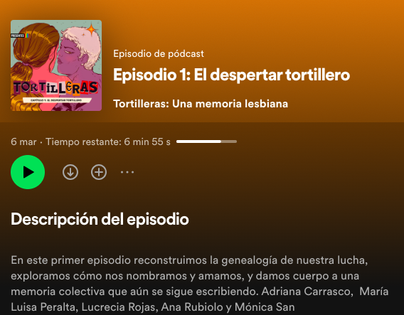 📻¿Ya escuchaste el primer episodio de 'Tortilleras: Una memoria lesbiana'?
✂️En esta primera entrega repasamos "el despertar tortillero" y parte de la genealogía de esta lucha:
open.spotify.com/episode/3Qc19D…
📲También podes seguirnos en redes:
instagram.com/tortilleras_me…