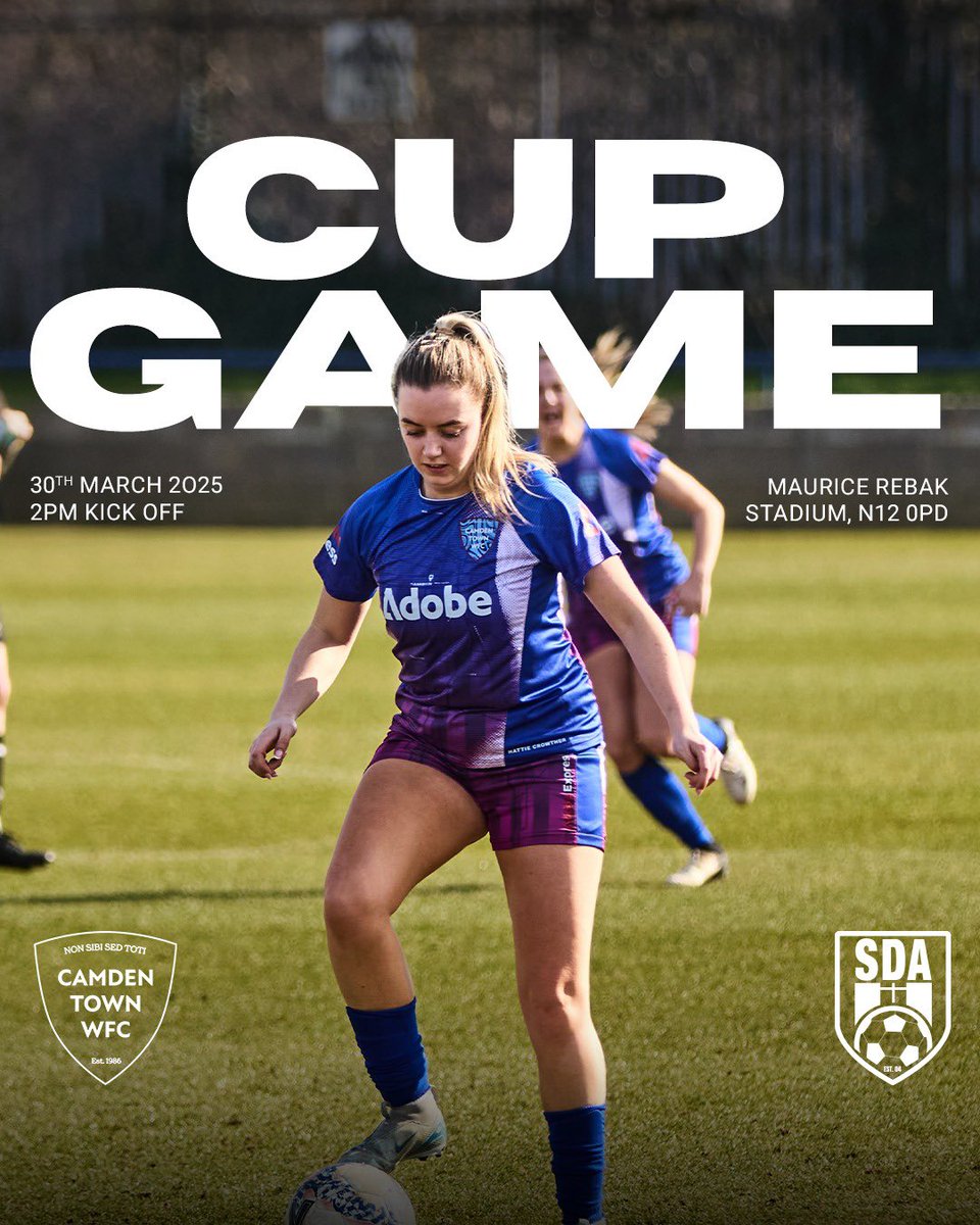 📣SUNDAY 30th MARCH! 📣

We are back at the Maurice Rebak Stadium as we take on Sporting Duet in the quarter final of the JGMT Cup!

💙 2pm Kick off

Free tickets are available here eventbrite.co.uk/e/camden-town-…

We’ll see you there 💙✨