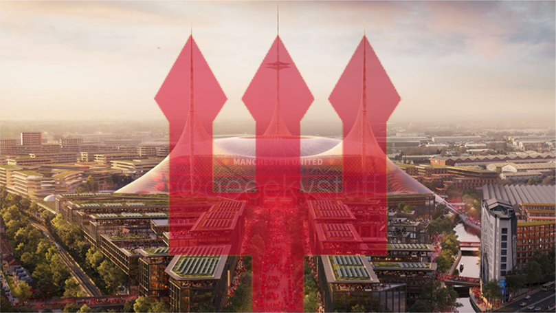 Anyone who didn't know, I just placed the Manchester United Trident from the badge, over the 3 points on the new stadium design! They represent the Man Utd trident, even the walkway up to the stadium! It fits perfectly!