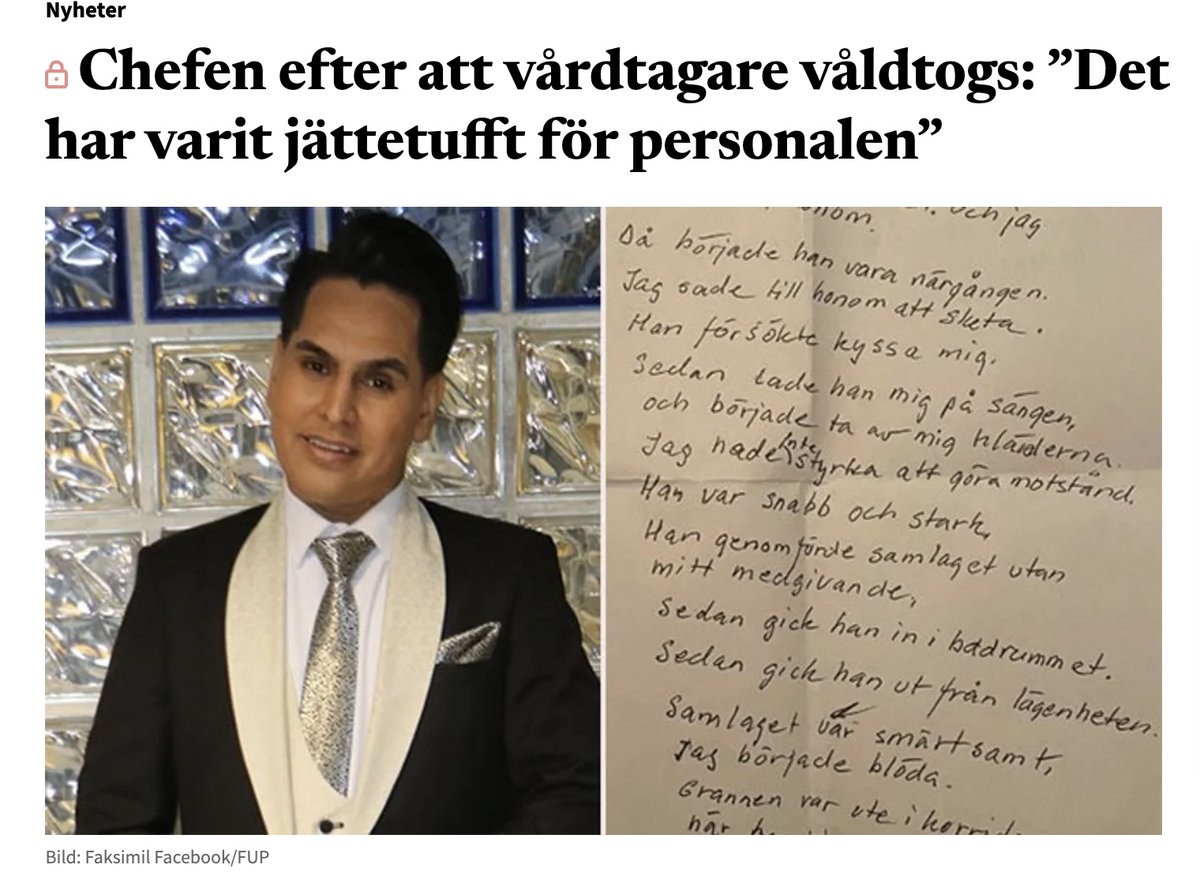 Ett argument för gymnasielagen, att ge uppehållstillstånd till en stor mängd afghaner som inte uppfyllde kriterierna för uppehållstillstånd, var att "vi behöver fler händer i vården". Händer kan göra mycket mer än att vårda, bland annat våldta och stjäla.
Och chefen är orolig