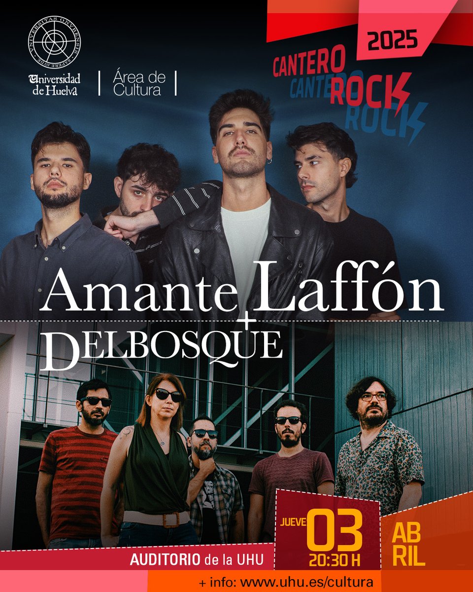 ¡Amante Laffón y Delbosque en #CONCIERTO! 🤩

Una nueva edición de #CanteroRock vuelve a la UHU, y esta vez con un doble concierto ✨