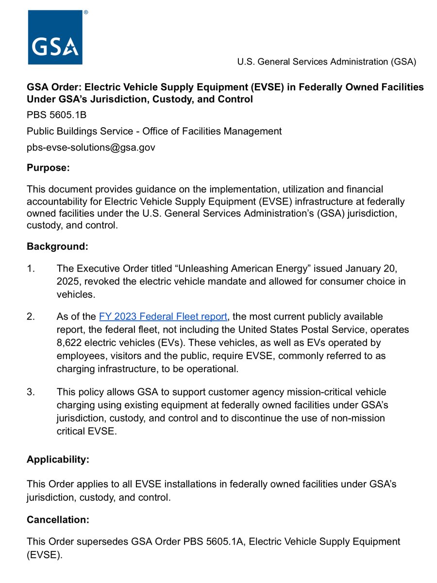 File411's tweet photo. Well that’s a very performative and clownish way to say: #PINOtrump is NOW all about electric vehicles
Also WTFingF trump (allegedly) purchased the CHEAPEST Tesla model 
Because here’s the REAL-news 
the current administration HALTED the expansion  electric vehicles..
 see GSA March 7 2025 letter
https://t.co/zH7vipsOlE