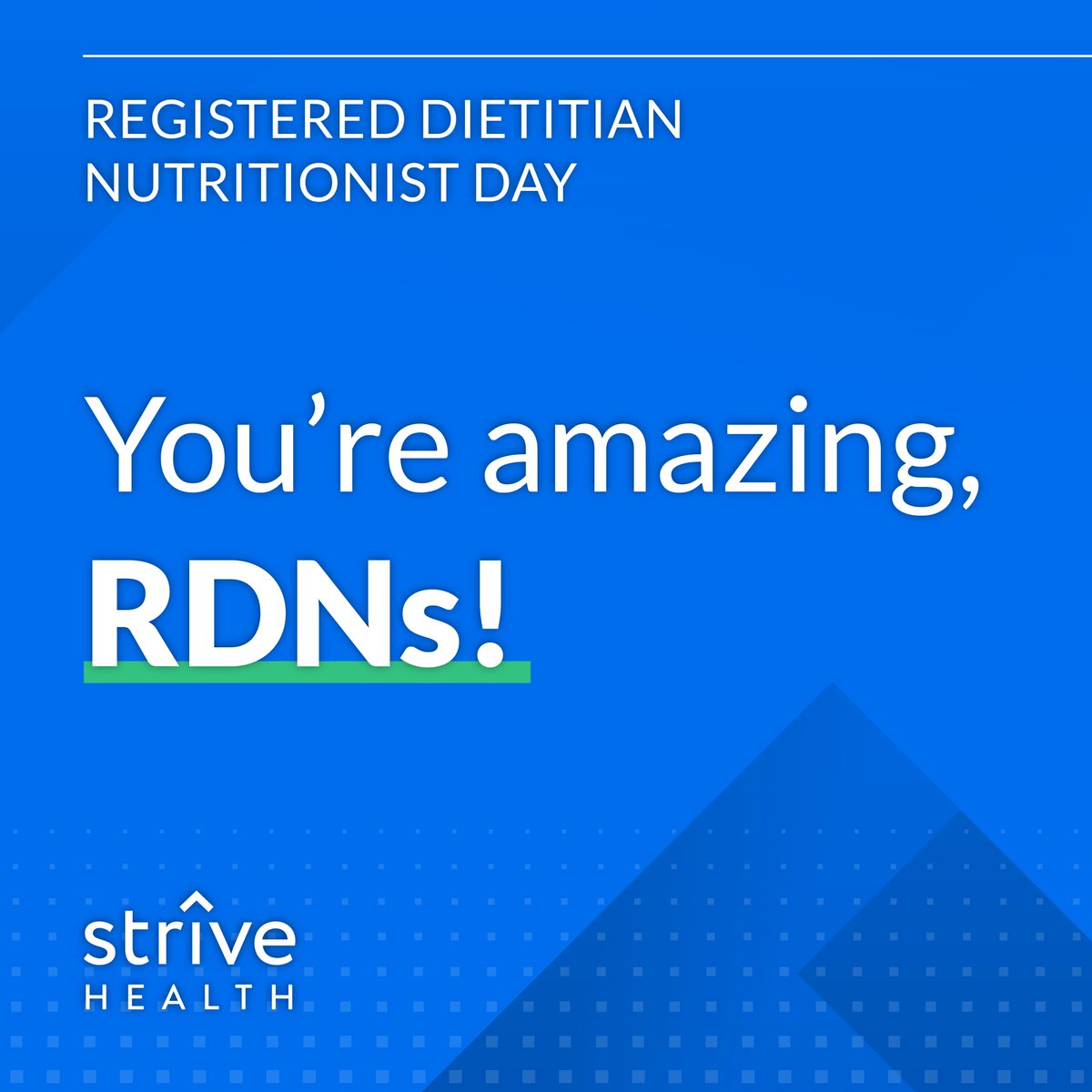 Today we celebrate the incredible work of RDNs who dedicate their lives to helping people lead healthier lives through expert nutrition guidance.

RDNs: Your commitment to improving health and wellness makes all the difference!

#RegisteredDietitianNutritionistDay #RDNDay