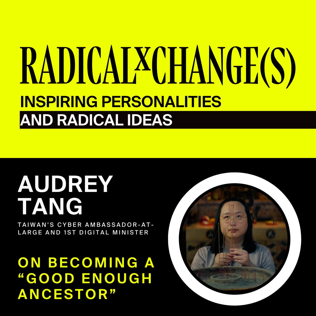 RadicalxChange (@radxchange) on Twitter photo Just released: <a href="/audreyt/">⿻ Audrey Tang 唐鳳</a> joins <a href="/m_t_prewitt/">ᴍᴀᴛᴛ ᴘʀᴇᴡɪᴛᴛ</a> in our latest ep of RadicalxChange(s) for an illuminating discussion on her life, the influence of Daoism, the role of education in democracy, and the impact of technology on society.
A companion piece to "Good Enough Ancestor", this Just released: <a href="/audreyt/">⿻ Audrey Tang 唐鳳</a> joins <a href="/m_t_prewitt/">ᴍᴀᴛᴛ ᴘʀᴇᴡɪᴛᴛ</a> in our latest ep of RadicalxChange(s) for an illuminating discussion on her life, the influence of Daoism, the role of education in democracy, and the impact of technology on society.
A companion piece to "Good Enough Ancestor", this
