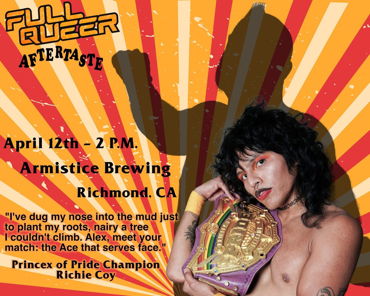 ***AFTERTASTE MATCH ANNOUNCEMENT***
Alex Ace challenges Richie Coy for the PrinceX Of Pride Championship on 4/12

Tickets:
eventbrite.com/e/full-queer-a…