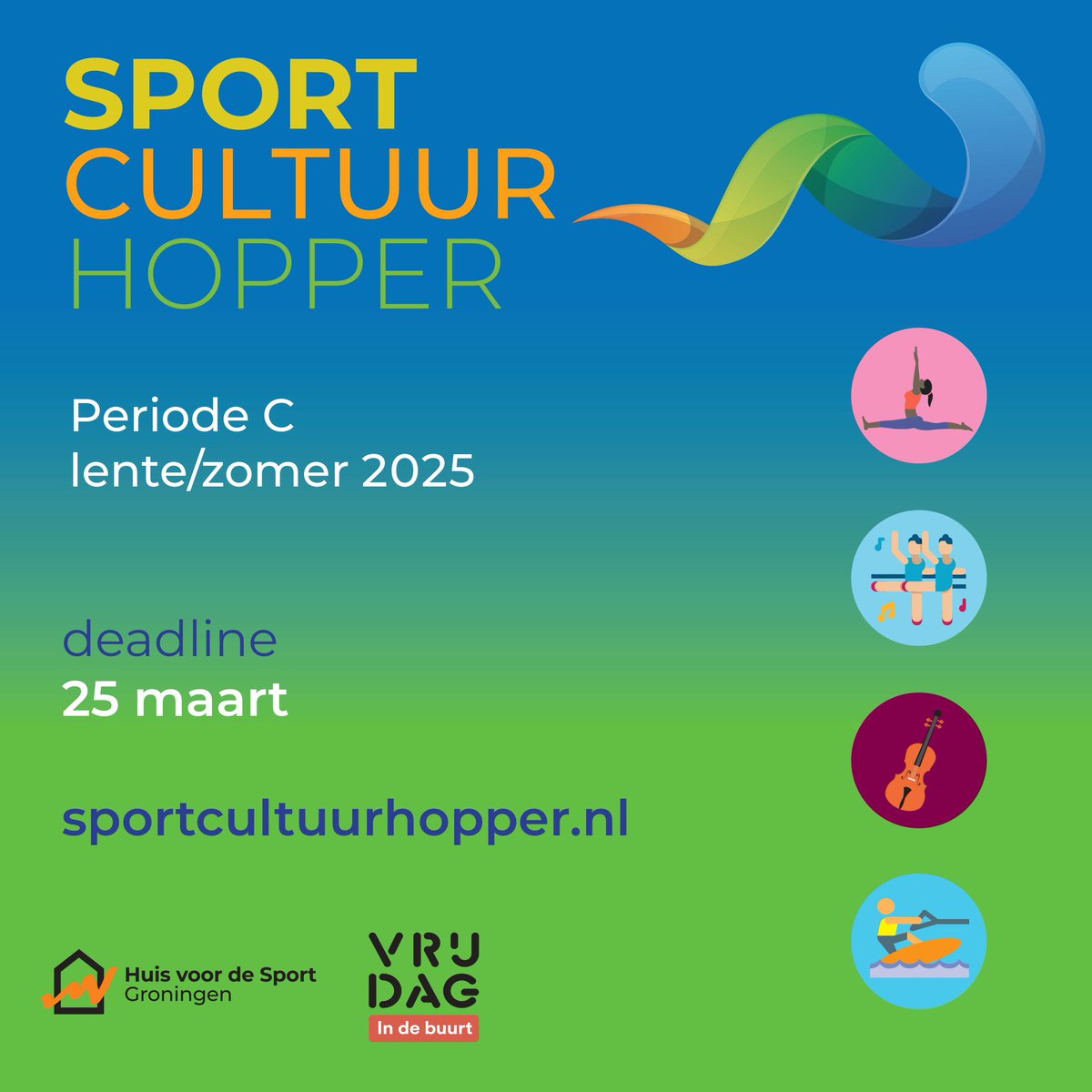 Ook zin om lekker te sporten/bewegen in de lente/zomer? Schrijf je uiterlijk 25 maart in voor 1 of meerdere leuke cursussen in de <a href="/gem_groningen/">Gemeente Groningen</a> via sportcultuurhopper.nl. <a href="/Sport050/">Sport050</a> #blijfbewegen