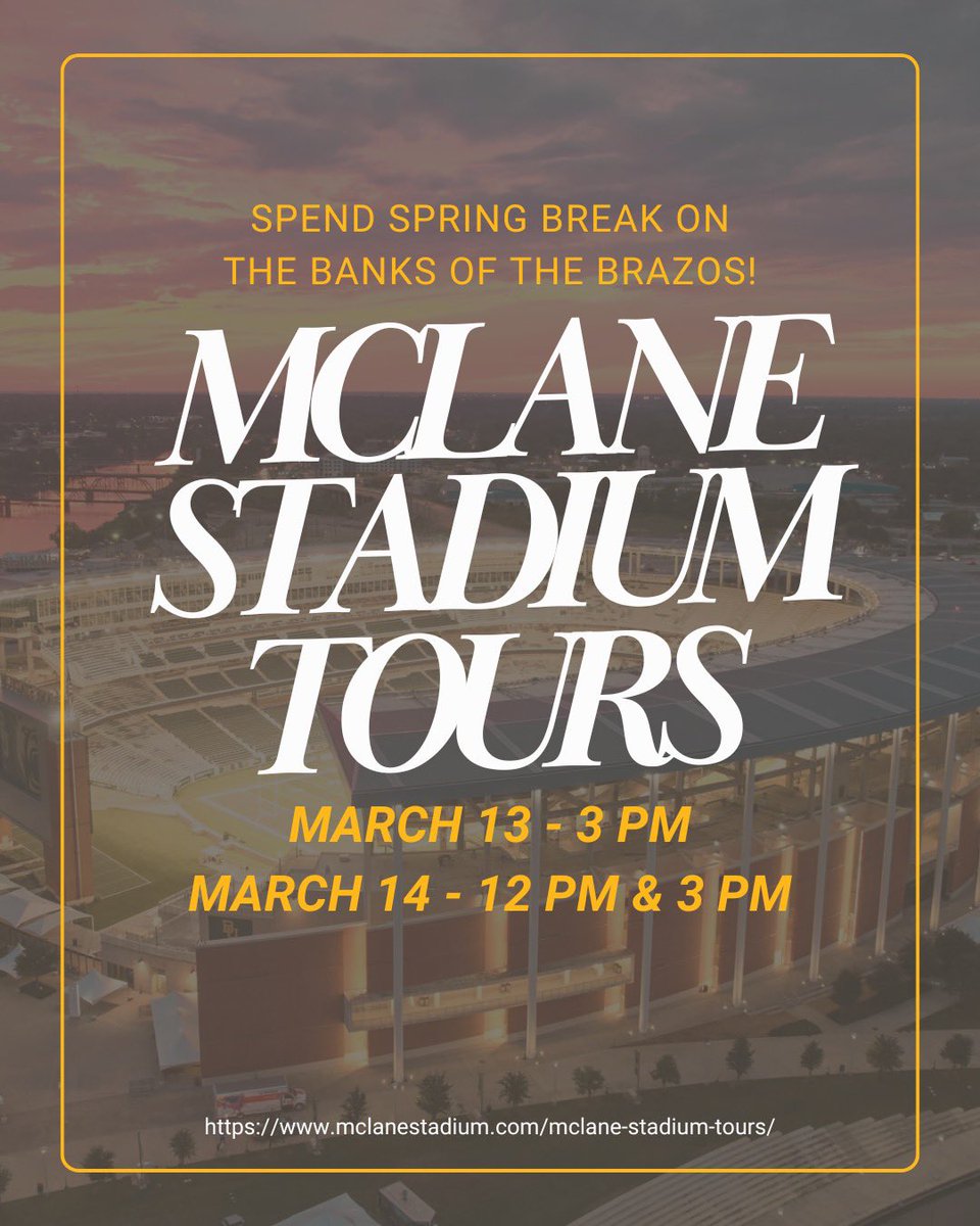 🌸🏟️

Join #McLaneStadiumTours and visit our Premium and @baylorathletics spaces with your friends and family this spring! 

Visit the link in our bio for full information! 

#VisitMcLane #ThisIsBearCountry