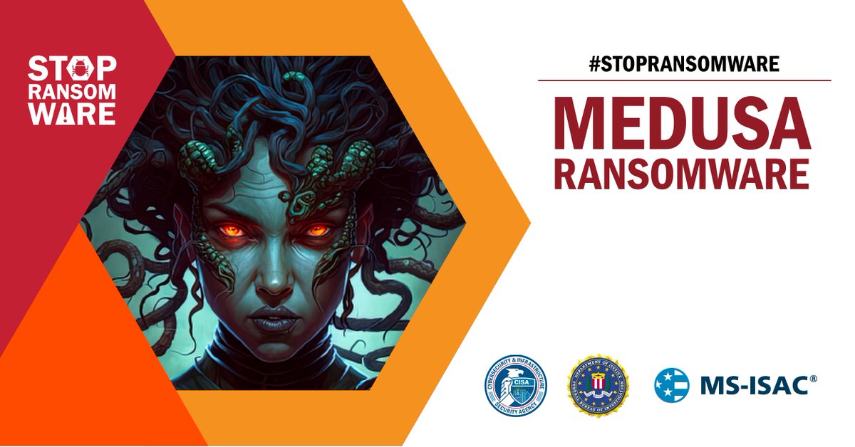 🛡️ Medusa ransomware is on the rise across #CriticalInfrastructure sectors. Protect your data by applying patch updates, segmenting networks, and filtering network traffic. Learn more in our joint guide with <a href="/FBI/">FBI</a> &amp; <a href="/CISecurity/">Center for Internet Security (CIS)</a> (MS-ISAC) 👉 cisa.gov/news-events/cy… #StopRansomware