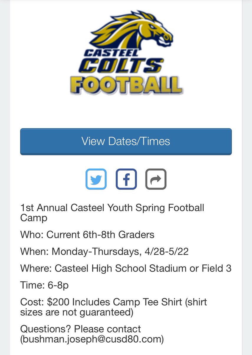 Casteel’s 1st Annual Spring Youth Camp … Get them started young   tce.me/iZFKSy