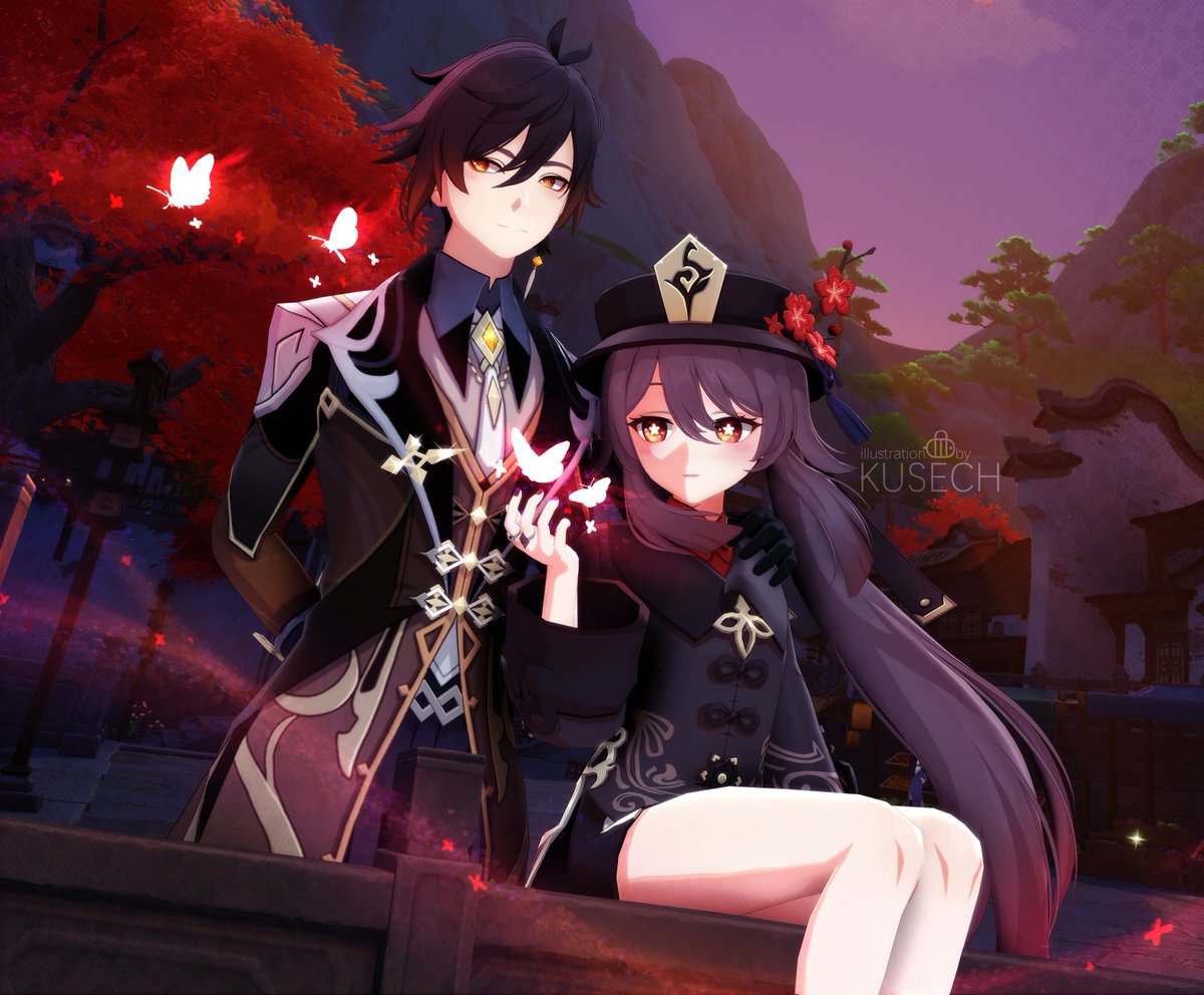 Kusechh's tweet image. 🔥—"Lemme show you some fire tricks. First... Fire! And then... Whoosh! Fire butterfly! Be free!"🦋
Oh, I love them🥹💞
Do you recognize the location?😏
💜#genshin #genshinimpact #genshin_impact #3d #hutao #zhongli #Zhongtao