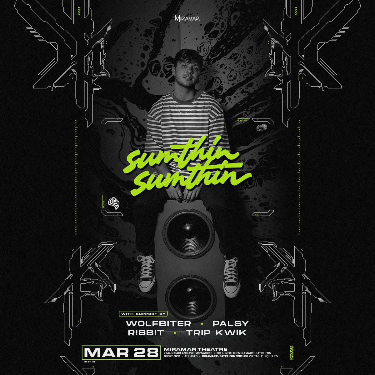 Miramar Theatre (@miramartheatre) on Twitter photo π¨ ANNOUNCED π¨
The Miramar Theatre Presents:
<a href="/sumthinmusic/">sumthin sumthin</a>
β Friday March 28
β Support from <a href="/wolfbiter_music/">WOLFBITER_music</a> Palsy, RibbiT & Trip Kwik
β All Ages Show || Doors 9pm
β On Sale Now!
ποΈ β£ bit.ly/sumthinMKE π¨ ANNOUNCED π¨
The Miramar Theatre Presents:
<a href="/sumthinmusic/">sumthin sumthin</a>
β Friday March 28
β Support from <a href="/wolfbiter_music/">WOLFBITER_music</a> Palsy, RibbiT & Trip Kwik
β All Ages Show || Doors 9pm
β On Sale Now!
ποΈ β£ bit.ly/sumthinMKE