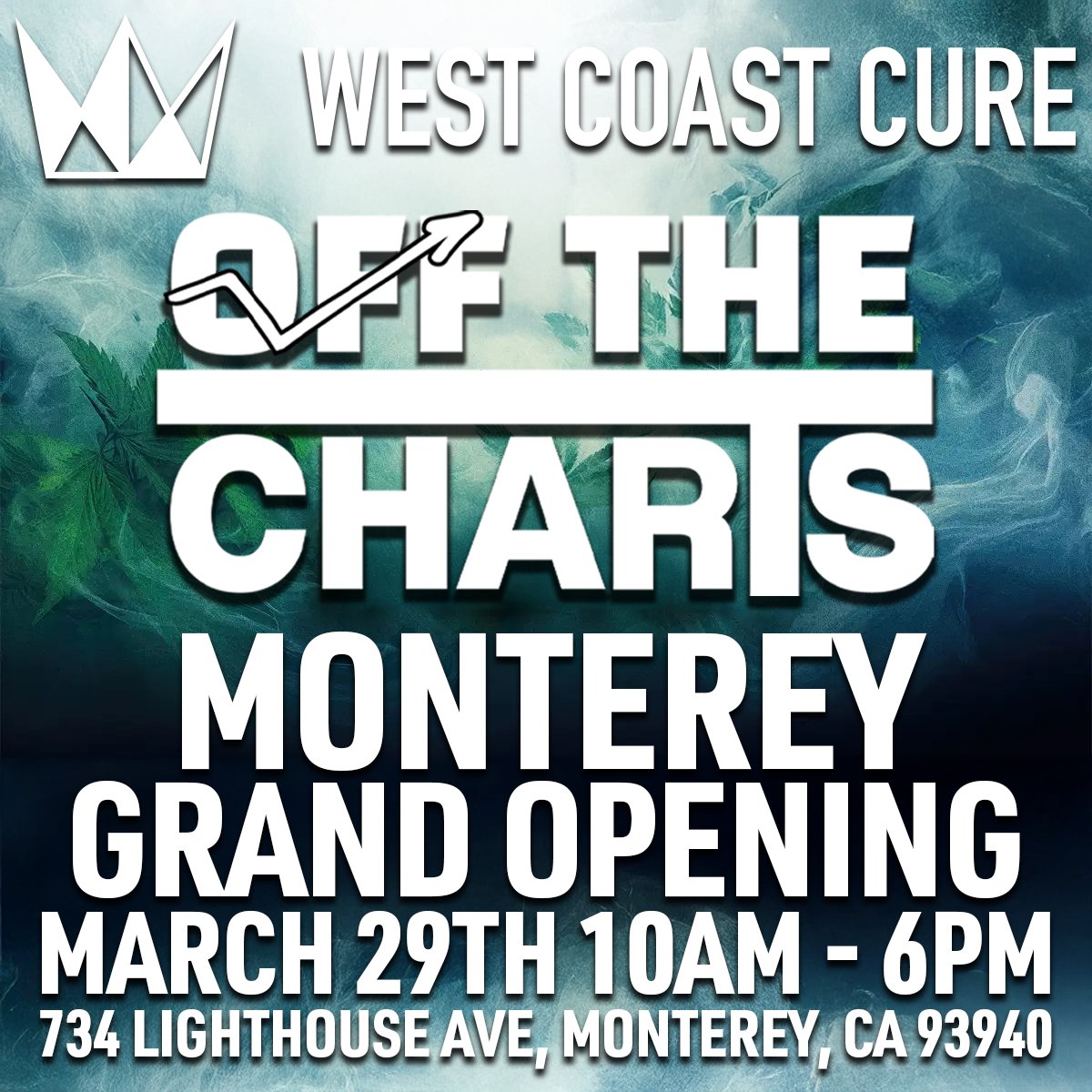 West Coast Cure (@westcoastcure) on Twitter photo Join us on March 29th from 10 AM - 6 PM <a href="/OffTheChartsCA/">Off The Charts</a> Monterey to celebrate their grand opening! West Coast Cure will be on-site with deals, giveaways, and free merch. Donāt miss out!
hubs.li/Q03bx1Hx0 Join us on March 29th from 10 AM - 6 PM <a href="/OffTheChartsCA/">Off The Charts</a> Monterey to celebrate their grand opening! West Coast Cure will be on-site with deals, giveaways, and free merch. Donāt miss out!
hubs.li/Q03bx1Hx0