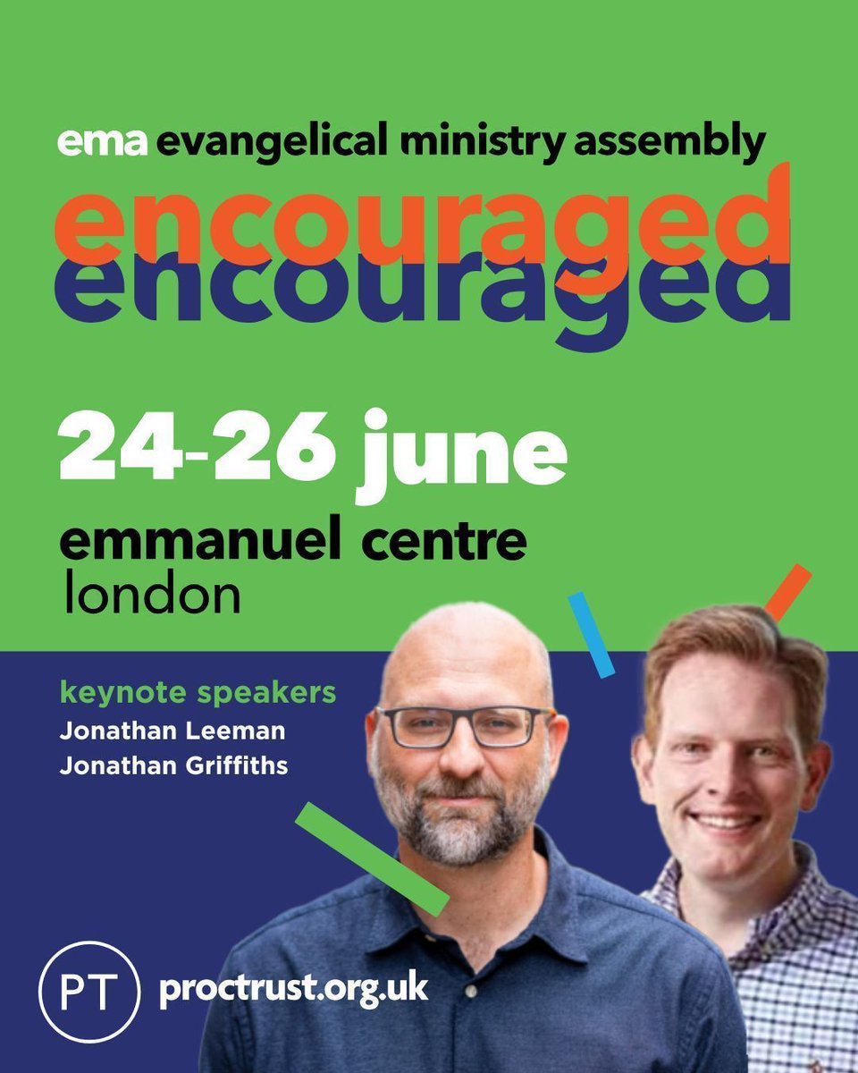 Proclamation Trust (@proctrust) on Twitter photo We're delighted to have <a href="/JonathanLeeman/">Jonathan Leeman</a> (editorial director of 9Marks, and author of several books) and <a href="/drjigriffiths/">Jonathan Griffiths</a> (pastor of Ottawa Metropolitan Bible Church and author of various books) speak at EMA this year.
#EMACONF25
#Encouraged
#EMA
#MinistryConfernece We're delighted to have <a href="/JonathanLeeman/">Jonathan Leeman</a> (editorial director of 9Marks, and author of several books) and <a href="/drjigriffiths/">Jonathan Griffiths</a> (pastor of Ottawa Metropolitan Bible Church and author of various books) speak at EMA this year.
#EMACONF25
#Encouraged
#EMA
#MinistryConfernece
