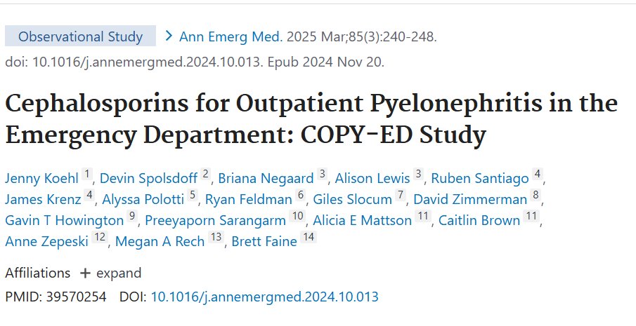 Published in <a href="/JAMA_current/">JAMA</a> yesterday, today our study (PMID:39570254) on pyelonephritis is in <a href="/NEJM/">NEJM</a> Journal Watch (shorturl.at/CvDaq).

A younger me wouldn’t believe it.

Amazing work by those in <a href="/EMPHARM_NET/">EMPHARM-NET</a>, <a href="/SAEMonline/">SAEM</a> &amp; <a href="/SAEM_AEMP/">SAEM AEMP</a> getting PharmDs front page in medicine!