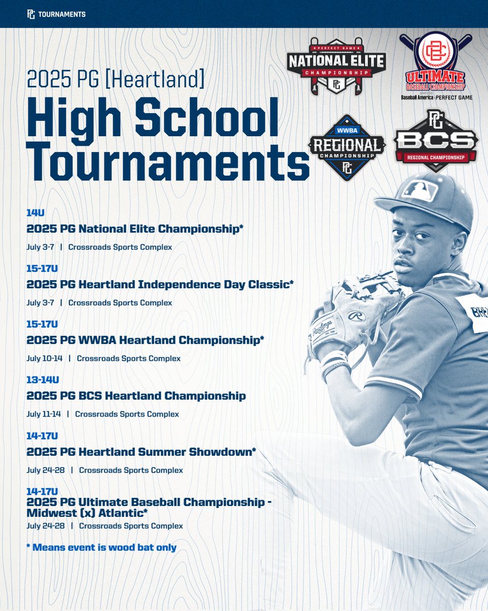 PG_WiscMinn's tweet image. Perfect Game's top 14u event, National Elite Championship is moving from Hoover, Alabama to New Lenox, Illinois this year and there are still spots available. Don't miss the opportunity to compete in the top 14U event in the country, get Signed up NOW!!
2025 PG 14U National…