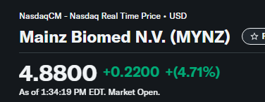 mataime1977's tweet photo. MYNZ feels like this wants to explode. No way it’d be under $4.66 otherwise.

#TheRookie $NIO #AEWRevolution $SMCI #Eagles
#WWENXT $BAC #hellotyler $PLTR #RHOA https://t.co/Tj8vqSYwrJ